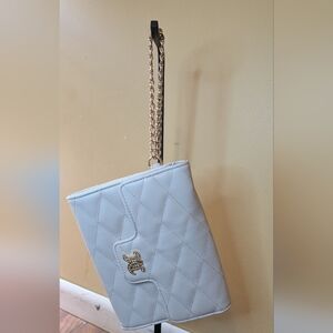 Juicy Couture White Quilted Clutch with Gold Chain